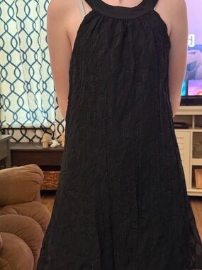 Black Textured Halter Dress